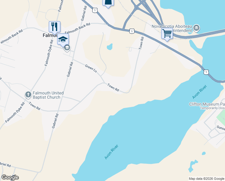 map of restaurants, bars, coffee shops, grocery stores, and more near 169 Town Road in Falmouth