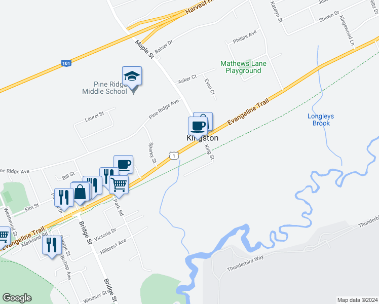 map of restaurants, bars, coffee shops, grocery stores, and more near 778 Main Street in Kingston