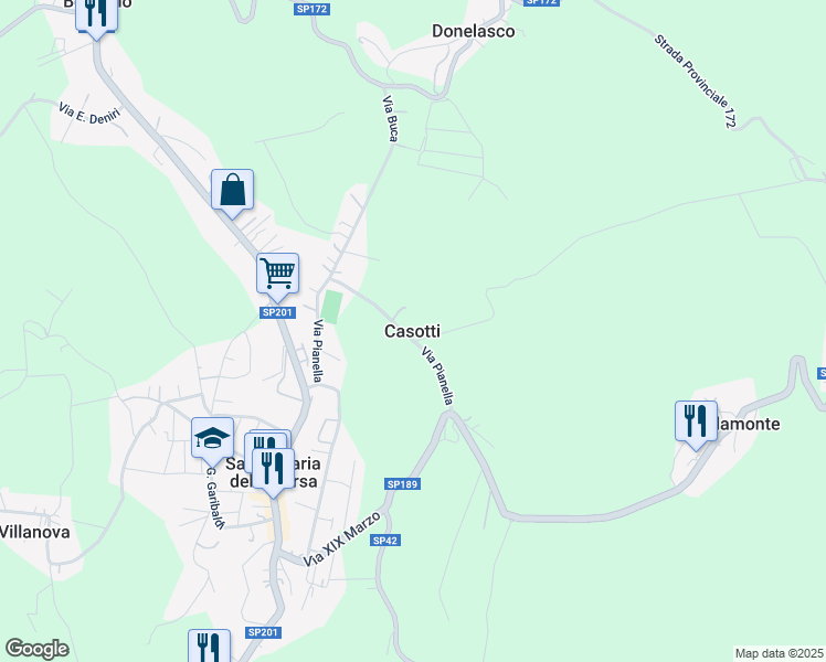 map of restaurants, bars, coffee shops, grocery stores, and more near 7 Via Pianella in Casotti