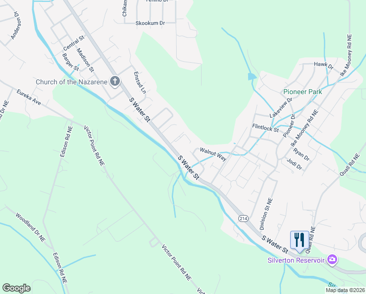 map of restaurants, bars, coffee shops, grocery stores, and more near 1209 South Water Street in Silverton