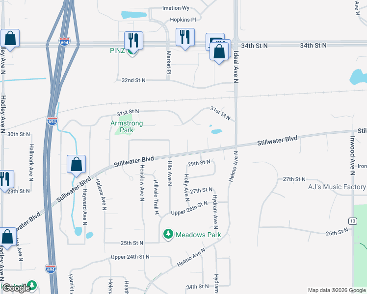 map of restaurants, bars, coffee shops, grocery stores, and more near in Landfall