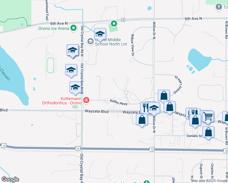 map of restaurants, bars, coffee shops, grocery stores, and more near 2632 Cascade Lane in Long Lake