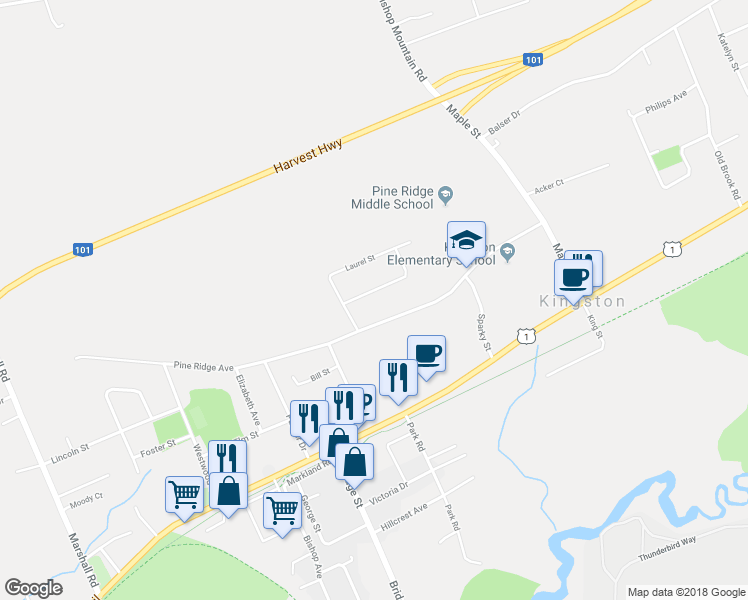 map of restaurants, bars, coffee shops, grocery stores, and more near 550 Heather Crescent in Kingston