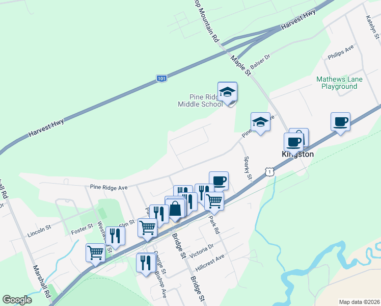 map of restaurants, bars, coffee shops, grocery stores, and more near 550 Heather Crescent in Kingston