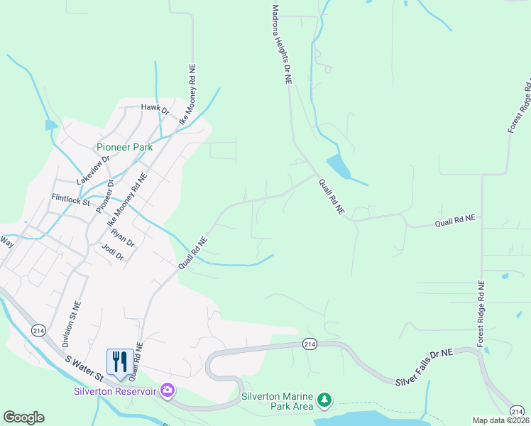 map of restaurants, bars, coffee shops, grocery stores, and more near 4586 Cody Way Northeast in Silverton
