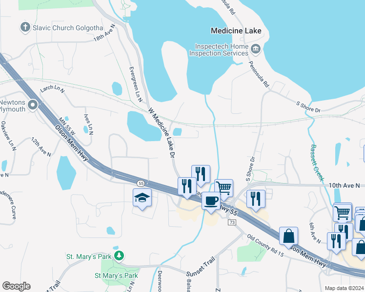 map of restaurants, bars, coffee shops, grocery stores, and more near in Plymouth