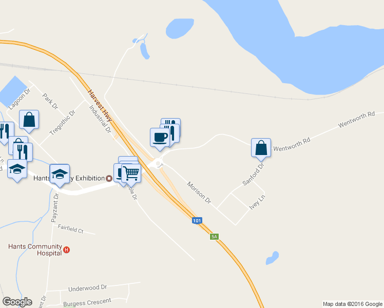 map of restaurants, bars, coffee shops, grocery stores, and more near 350 Wentworth Road in Windsor