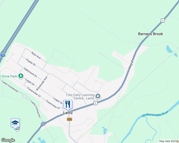 map of restaurants, bars, coffee shops, grocery stores, and more near 15 Acorn Avenue in Lantz
