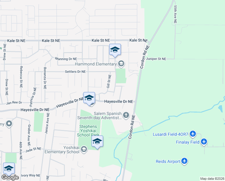 map of restaurants, bars, coffee shops, grocery stores, and more near 4731 Gill Street Northeast in Salem