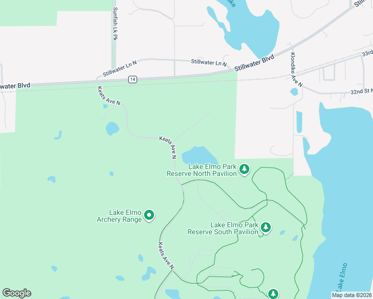 map of restaurants, bars, coffee shops, grocery stores, and more near Keats Avenue North in Lake Elmo