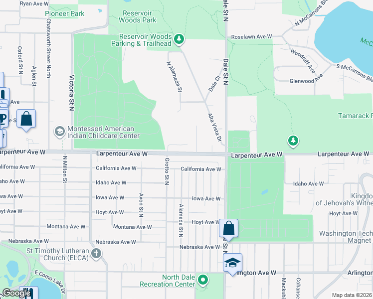 map of restaurants, bars, coffee shops, grocery stores, and more near 695 Emerald Ridge in Roseville