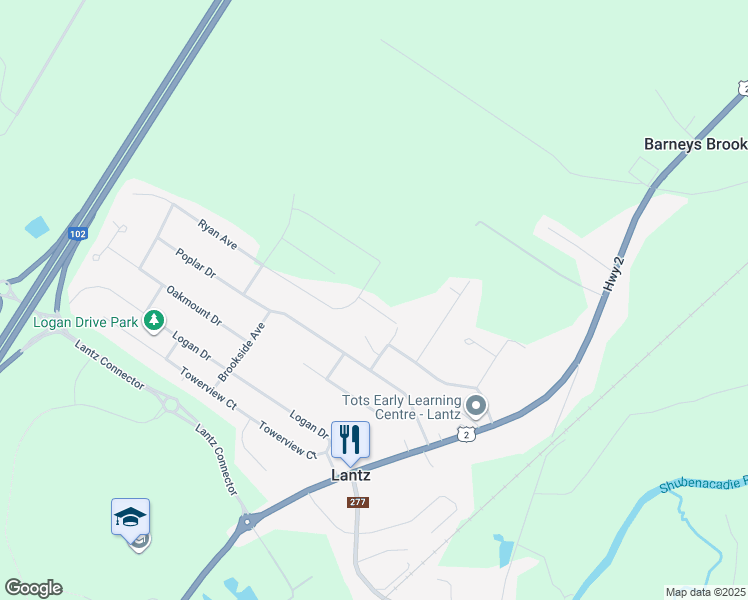 map of restaurants, bars, coffee shops, grocery stores, and more near 12 Hazelwood Avenue in Lantz