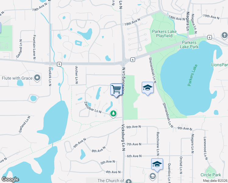 map of restaurants, bars, coffee shops, grocery stores, and more near 1194 Xene Lane North in Plymouth