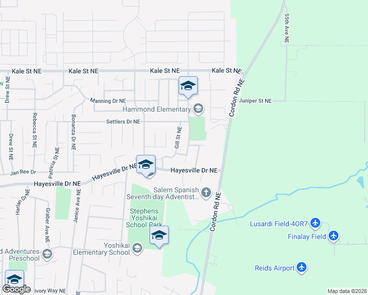 map of restaurants, bars, coffee shops, grocery stores, and more near 4731 Gill Street Northeast in Salem