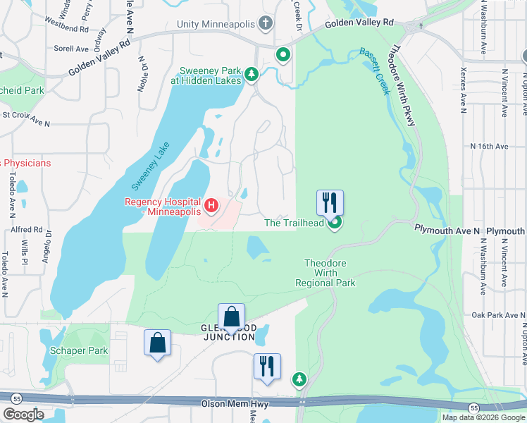 map of restaurants, bars, coffee shops, grocery stores, and more near 1310 Waterford Drive in Minneapolis