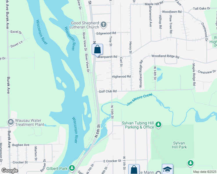 map of restaurants, bars, coffee shops, grocery stores, and more near 3716 Troy Street in Wausau