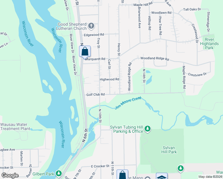 map of restaurants, bars, coffee shops, grocery stores, and more near 3711 Carl Street in Wausau