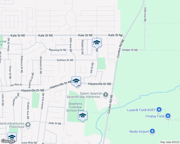 map of restaurants, bars, coffee shops, grocery stores, and more near 4731 Gill Street Northeast in Salem