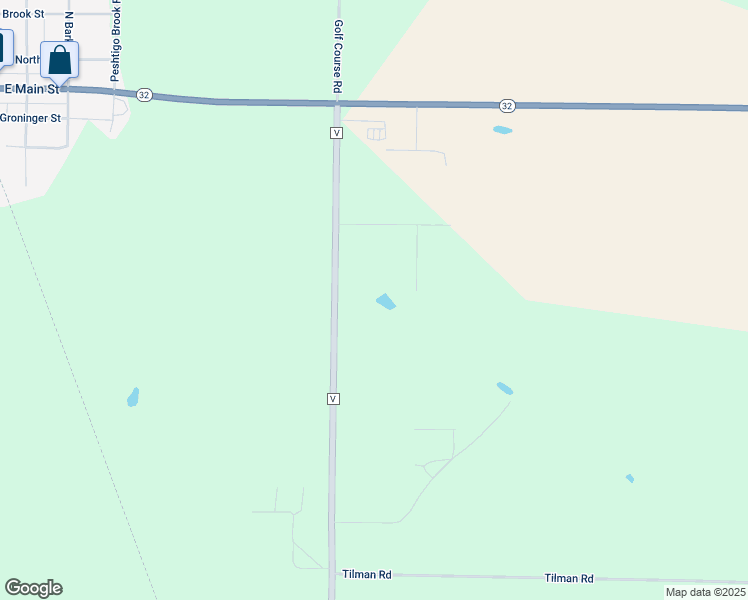 map of restaurants, bars, coffee shops, grocery stores, and more near 8709 County Road V in Suring