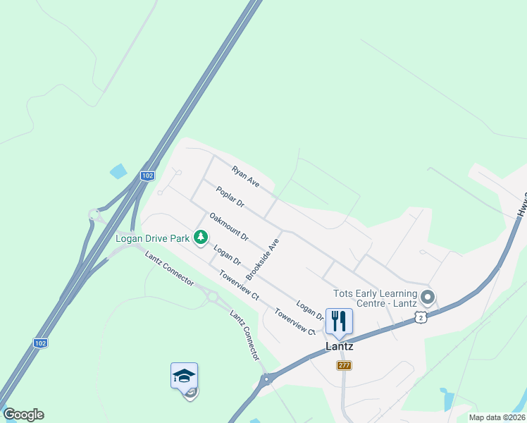 map of restaurants, bars, coffee shops, grocery stores, and more near 60 Poplar Drive in Lantz