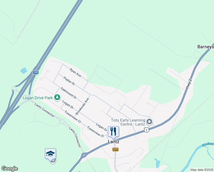 map of restaurants, bars, coffee shops, grocery stores, and more near 42 Jessome Avenue in Lantz