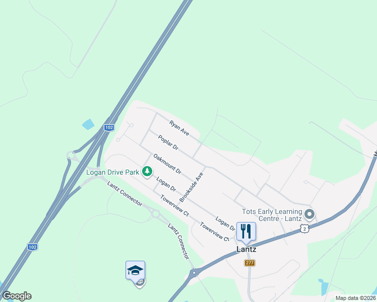 map of restaurants, bars, coffee shops, grocery stores, and more near 60 Poplar Drive in Lantz