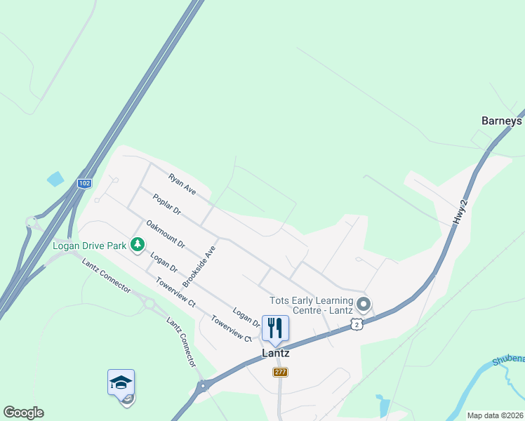 map of restaurants, bars, coffee shops, grocery stores, and more near 41 Jessome Avenue in Lantz