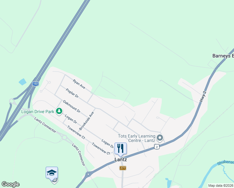 map of restaurants, bars, coffee shops, grocery stores, and more near 41 Jessome Avenue in Lantz