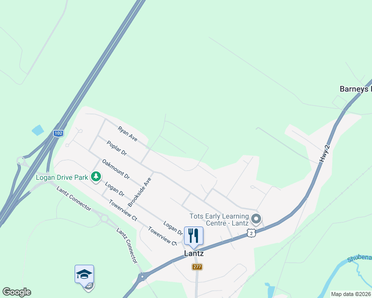 map of restaurants, bars, coffee shops, grocery stores, and more near 39 Jessome Avenue in Lantz