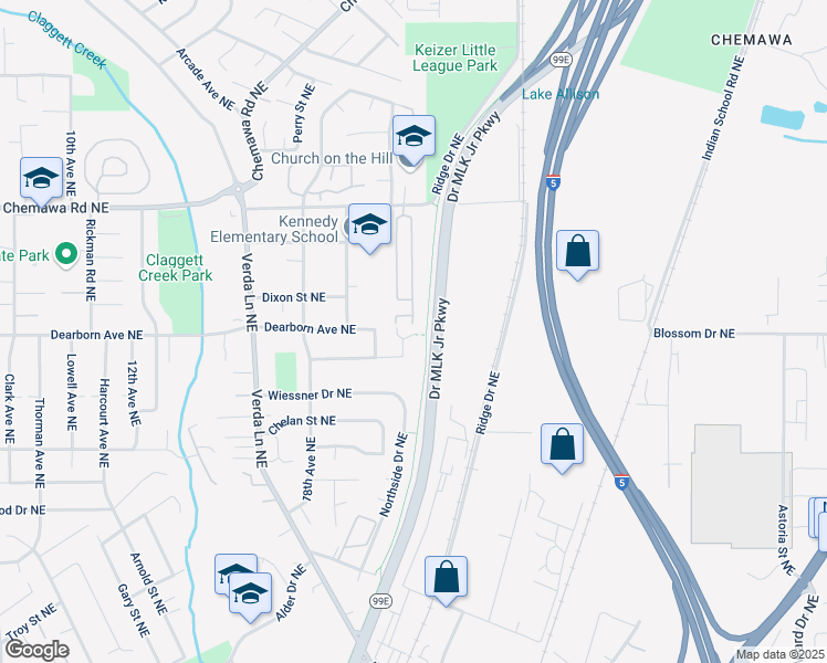 map of restaurants, bars, coffee shops, grocery stores, and more near 4793 Joyce Street in Keizer