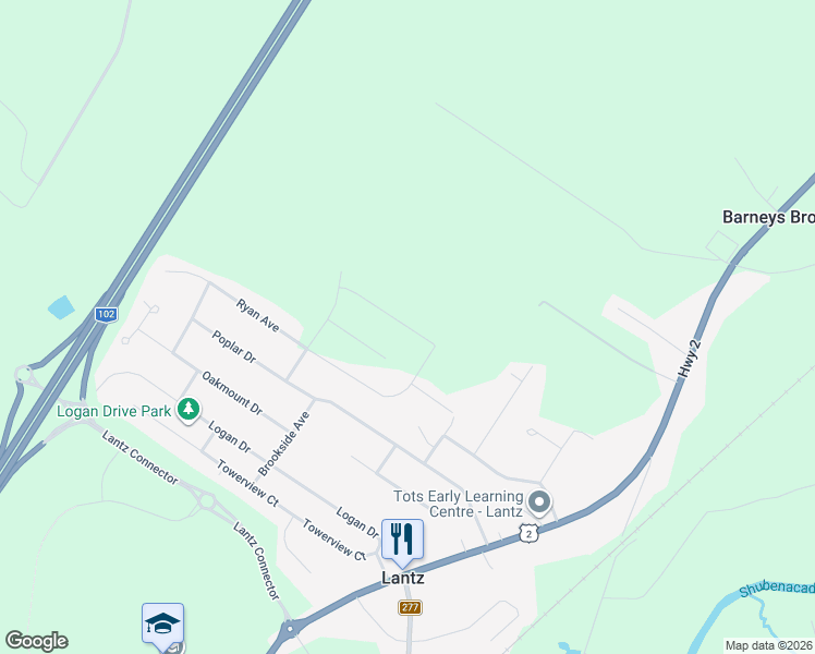 map of restaurants, bars, coffee shops, grocery stores, and more near 21 Brianna Dr in Lantz
