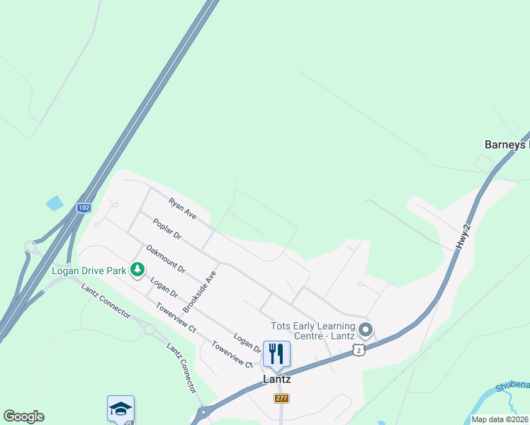 map of restaurants, bars, coffee shops, grocery stores, and more near 34 Brianna Drive in Lantz