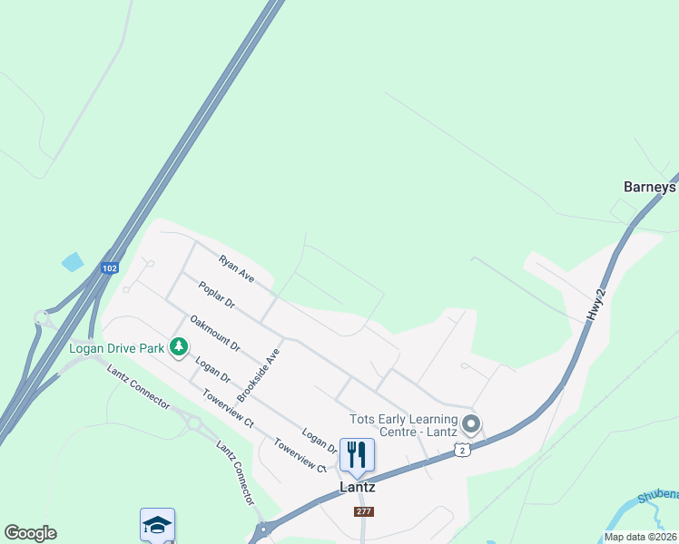 map of restaurants, bars, coffee shops, grocery stores, and more near 32 Brianna Dr in Lantz