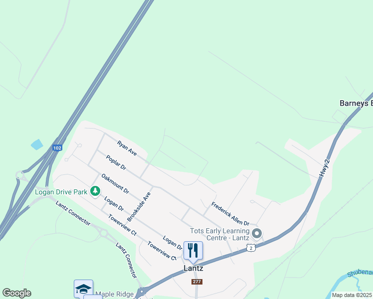 map of restaurants, bars, coffee shops, grocery stores, and more near 30 Brianna Dr in Lantz