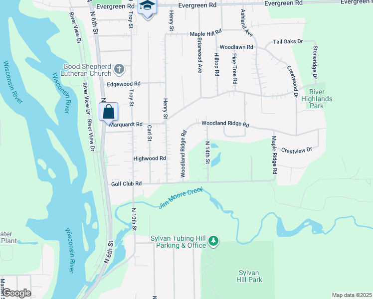 map of restaurants, bars, coffee shops, grocery stores, and more near 3803 Woodland Ridge Road in Wausau