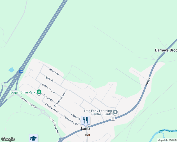 map of restaurants, bars, coffee shops, grocery stores, and more near 32 Brianna Dr in Lantz