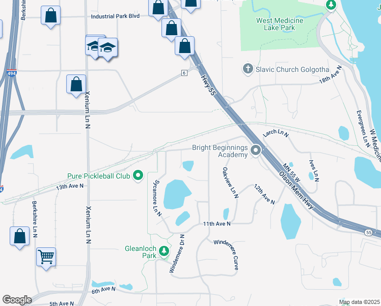 map of restaurants, bars, coffee shops, grocery stores, and more near 12815 15th Avenue North in Minneapolis