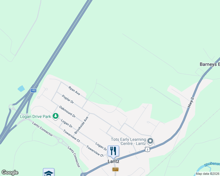 map of restaurants, bars, coffee shops, grocery stores, and more near 31 Brianna Drive in Lantz
