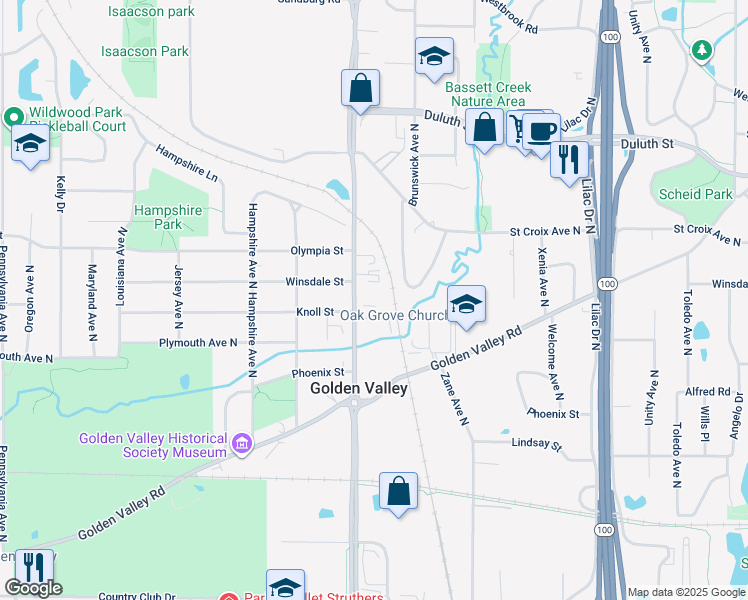 map of restaurants, bars, coffee shops, grocery stores, and more near 1370 Douglas Drive North in Minneapolis