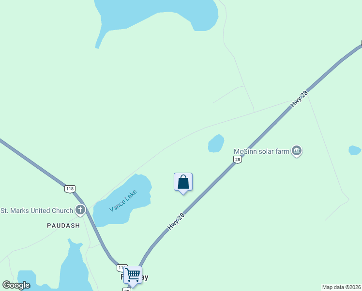 map of restaurants, bars, coffee shops, grocery stores, and more near 173 Paudash School Road in Harcourt
