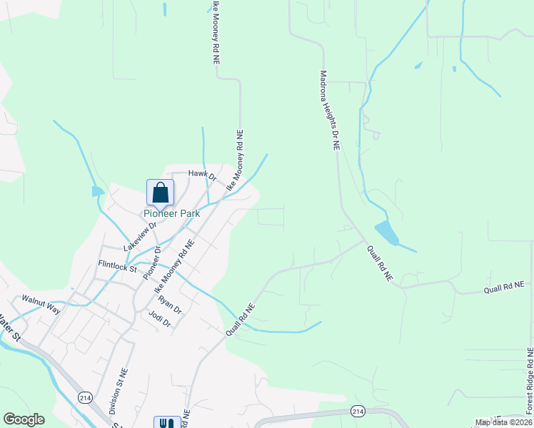 map of restaurants, bars, coffee shops, grocery stores, and more near 4762 Ike Mooney Road Northeast in Silverton