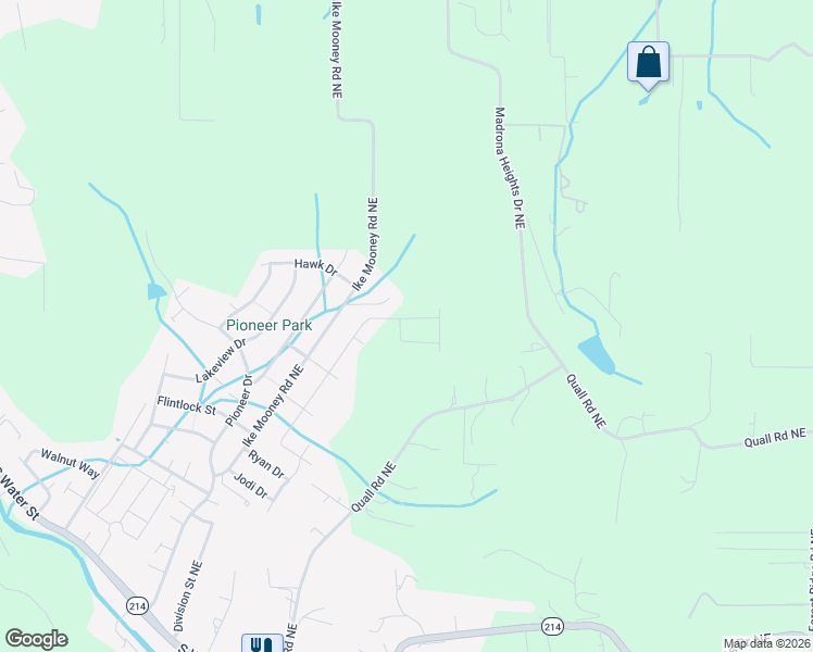map of restaurants, bars, coffee shops, grocery stores, and more near 4762 Ike Mooney Road Northeast in Silverton