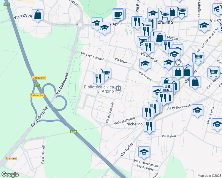map of restaurants, bars, coffee shops, grocery stores, and more near 4 Piazza Aldo Moro in Nichelino
