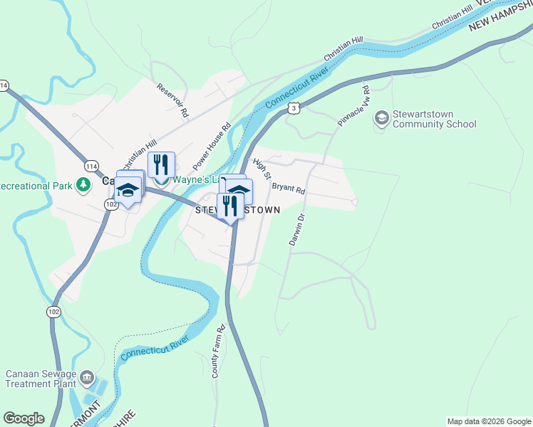 map of restaurants, bars, coffee shops, grocery stores, and more near 56 High Street in Stewartstown