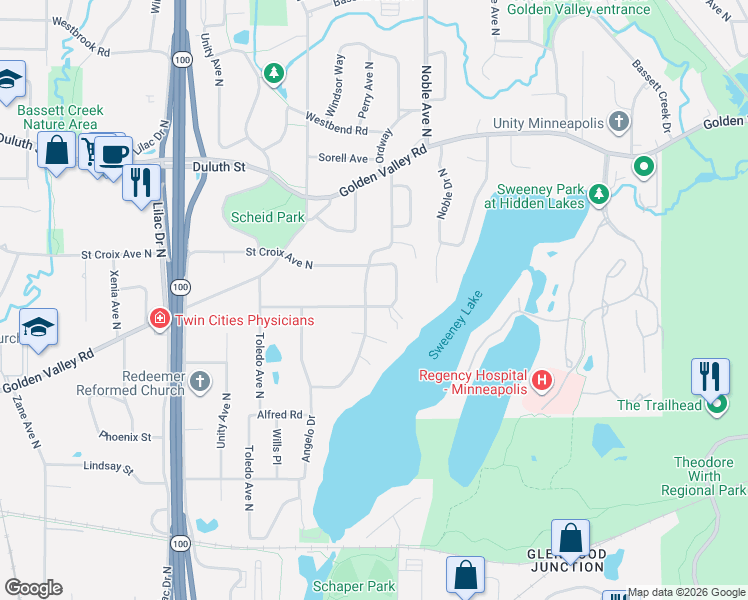 map of restaurants, bars, coffee shops, grocery stores, and more near 1605 Saint Croix Circle in Minneapolis