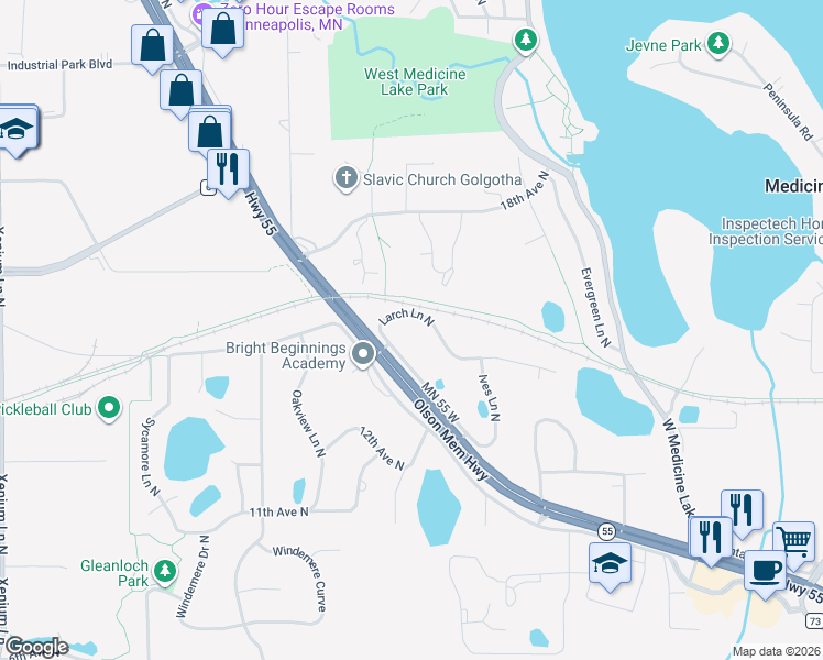 map of restaurants, bars, coffee shops, grocery stores, and more near in Minneapolis