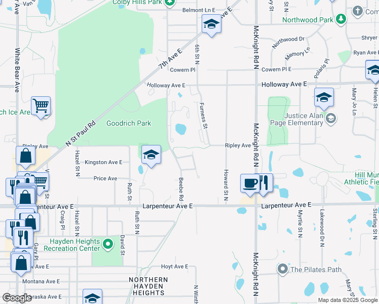 map of restaurants, bars, coffee shops, grocery stores, and more near 1773 Southwind Lane in Saint Paul