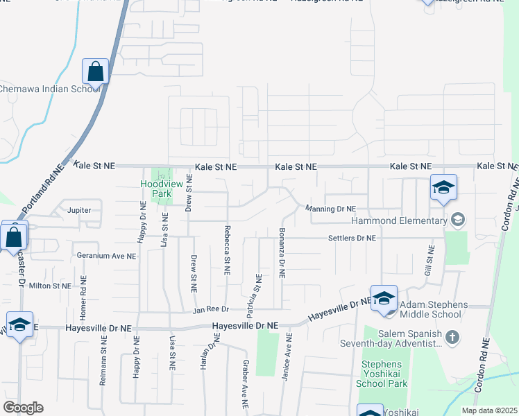 map of restaurants, bars, coffee shops, grocery stores, and more near 4561 Indian Earth Court in Salem