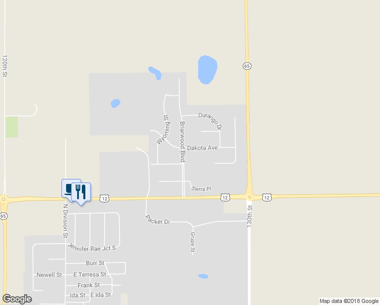 map of restaurants, bars, coffee shops, grocery stores, and more near 402 Dakota Avenue in Roberts