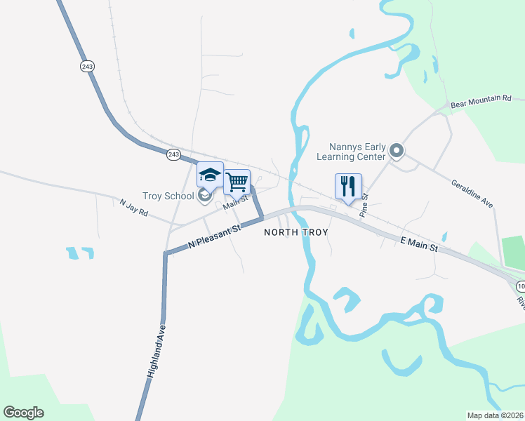 map of restaurants, bars, coffee shops, grocery stores, and more near 4 South Street in Troy